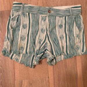 Faherty Teal and Cream Striped Women Shorts